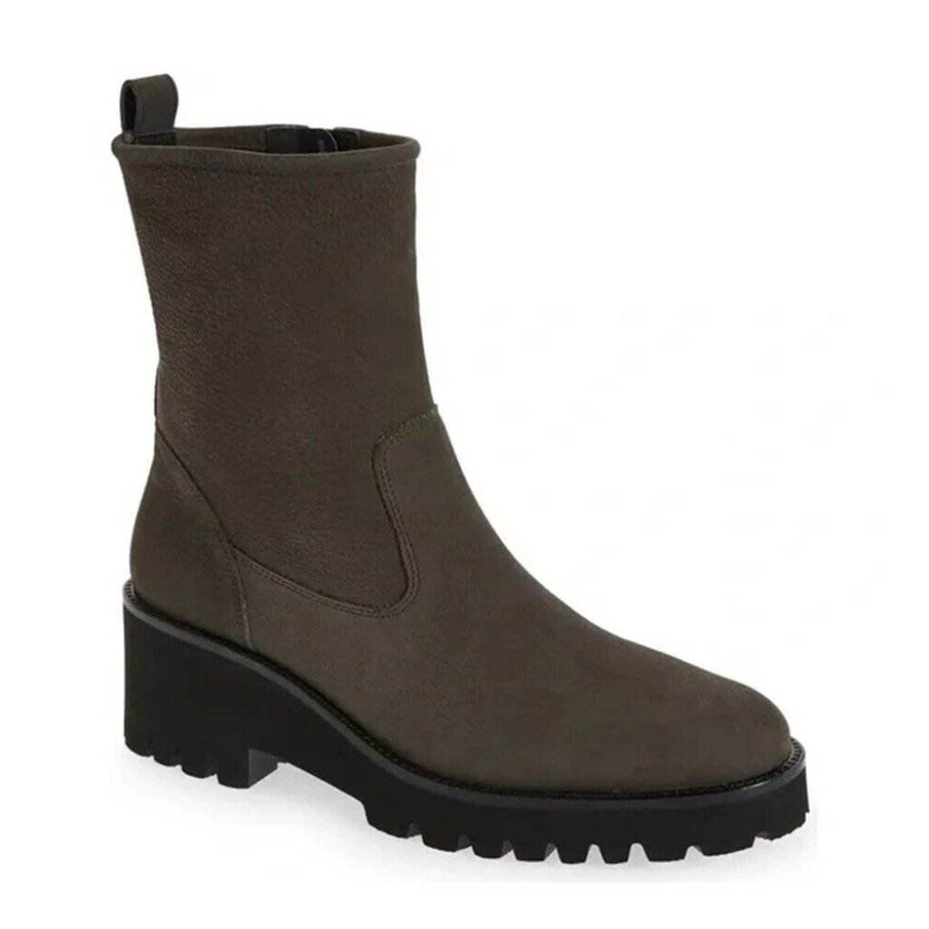 Nwt $550 Paul Green Newbury Suede Wedge Boots Green Platform Chunky 10 (Tc32)